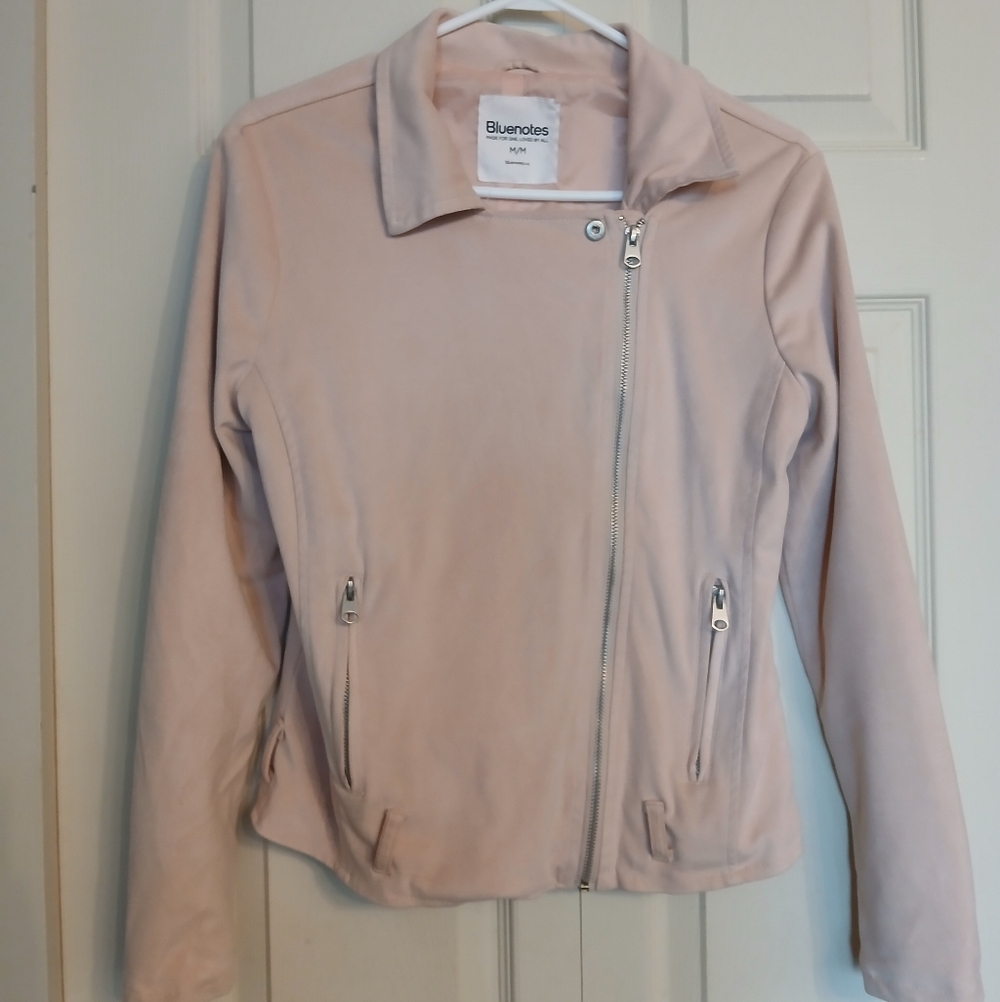 Bluenotes Soft Pink Zip Up Soft Bomber Type Jacket, Size Medium (M) - Picture 2 of 8